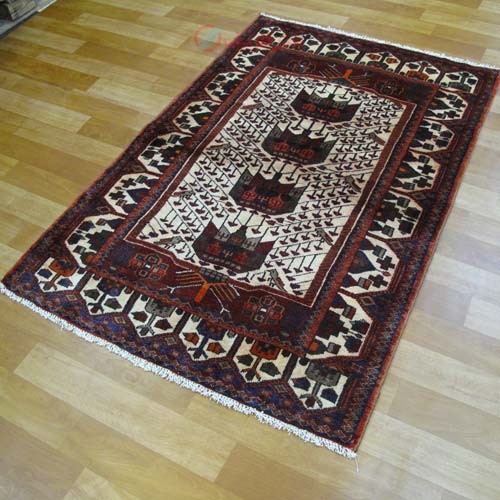 فرش دستباف خمسه زنجان طرح سيب گلاب سایز ذرع و نيم - هنرظریف