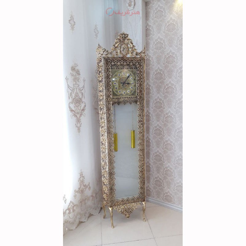 ساعت ایستاده گل شکوفه ریز جنس آلیاژ آلومینیوم با آبکاری برنز - هنرظریف