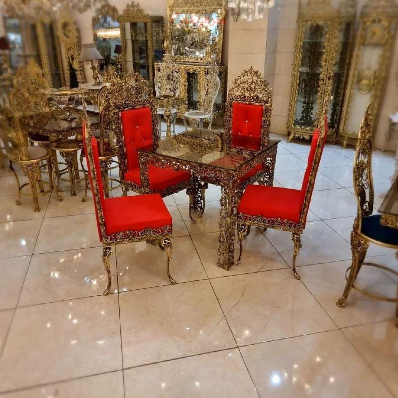 میز ناهارخوری 4 نفره برنزی، بسیار زیبا و شیک، برنز درجه 1، با ضمانت با کیفیت بودن - هنرظریف