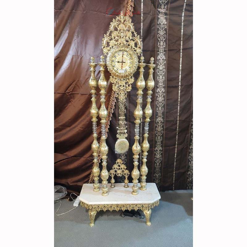 ساعت 4 ستون پایه سنگی جنس آلیاژ آلومینیوم با آبکاری برنج