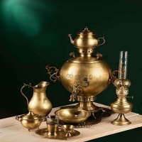 خرید، قیمت و مشخصات سماور زغالی برنجی کروی 7 لیتری، بسیار زیبا، با کیفیت و با دوام و رنگ ثابت | هنرظریف