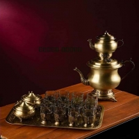 خرید، قیمت و مشخصات کتری زغالی برنجی با چایخوری، دستساز با روکش نانو، بسیار زیبا و با کیفیت بسیار بالا | هنرظریف
