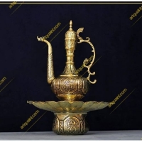 خرید، قیمت و مشخصات آفتابه لگن برنجی دست ساز با قلمزنی اعلاء، طرح اسلیمی، زیر قیمت بازار | هنرظریف