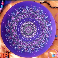 خرید، قیمت و مشخصات بشقاب شیشه ایی نقطه کوبی دیوارکوب طرح قاصدک، قابل شستشو و ضد آب | هنرظریف
