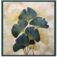 خرید، قیمت و مشخصات تابلو گل ژینکو نقاشی شده با اکریلیک روی بوم، طرح زمینه کارشده با سنگ مرمر | هنرظریف