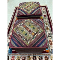 خرید، قیمت و مشخصات پاف صندلی گلیمی دستباف سیرجان جنس پشم کرک مرینوس با رنگ طبیعی | هنرظریف