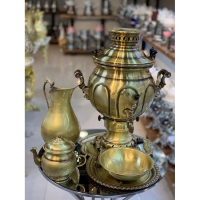 خرید، قیمت و مشخصات سماور گازی برنجی 6 لیتری با ورق ضخیم و روکش نانو به قیمت تولیدی | هنرظریف