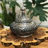 خرید، قیمت و مشخصات جدیدترین گزخوری قلم زنی 31 سانتی با قلم گل و مرغ و خطوط اسلیمی - هنرظریف