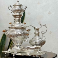 قیمت و خرید - سماور زغالی 5 لیتری با روکش نقره اعلاء - هنرظریف