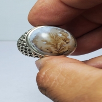 انگشت مردانه دست ساز شجر تک درخت با رکاب نقره مدل پولکی به عیار نقره 925 - هنرظریف