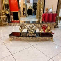 خرید، قیمت و مشخصات میز تلویزیون نیم گرد آلومینیومی، مدل گل سرخ، بسیار زیبا و شیک، آلومینیوم درجه 1 | هنرظریف