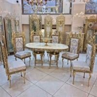 خرید، قیمت و مشخصات میز ناهارخوری 6 نفره روکش برنز، پارچه دارای رنگ بندی، امکان سفارش از 2 نفره به بالا، ورق ضخیم | هنرظریف