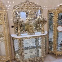 خرید، قیمت و مشخصات آینه کنسول برنزی، مدل بادمجانی، بسیار شیک و زیبا، با ضمانت کیفیت کالا، ورق ضخیم، برنز درجه 1 | هنرظریف