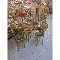 خرید قیمت و مشخصات میز نهارخوری ۶ نفره طراحی جدید با رنگ ثابت و کیفیت اعلا و روکش برنز محصول اصفهان | هنرظریف