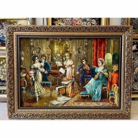 خرید آنلاین تابلو فرش دستبافت کلاس موسیقی چله ابریشم پر از ابریشم، 50 رج، جنس ابریشم اصل تبریز | هنرظریف