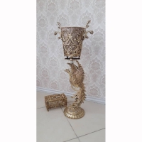 خرید، قیمت و مشخصات سطل زباله و جادستمال طرح طاووس جنس آلومینیوم با آبکاری برنز، زیر قیمت بازار - هنرظریف