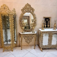 خرید، قیمت و مشخصات آینه و شمعدان به همراه کنسول آلیاژ مدل جدید گل یاس با کیفیت عالی و رنگ ثابت - هنرظریف