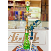 خرید، قیمت و مشخصات قلیان برنجی یک مرتبه شمش، شیشه کف تراش سبز، لبی تمام استخوان پله ای ارزان و باکیفیت _ هنرظریف