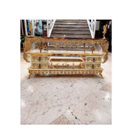 خرید، قیمت و مشخصات میز تلویزیون برنزی طاووس دار، سه طبقه، چهار کشو، صفحه طرح سنگ هایگلاس ارزان و باکیفیت _ هنرظریف