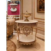 خرید میز خاطره آلومینیومی قطر 50، دوطبقه | هنرظریف