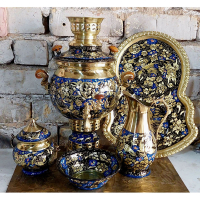 سماور برنجی ۴ لیتری الماس‌تراش اصفهان | هنرظریف