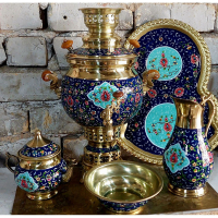 سماور برنجی پرداز گل و بوته نانو ۴ لیتری | هنرظریف