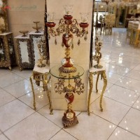خرید آنلاین، شمعدان های رومیزی همراه میز کنار سالنی برنزی ترکیب شده با سرامیک، شکیل و خاص، با قیمت عالی | هنرظریف