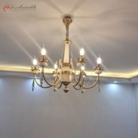 خرید، قیمت و مشخصات لوستر 6 شاخه ی تمام برنزی طلایی با کیفیت و سنگ مرمر کار شده در بدنه، بسیار زیبا مدرن، زیر قیمت بازار | هنرظریف
