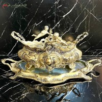 خرید آنلاین، ظرف دو تیکه شکلات خوری برنز، جاردین سایز دو، طلایی رنگ با کیفیت عالی، با قیمت عالی | هنرظریف