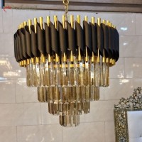 خرید آنلاین، لوستر برنزی کریستالی با رنگ ثابت و طرح شیک روناک همراه با ضمانت نامه، زیر قیمت بازار | هنرظریف