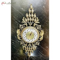 خرید آنلاین، ساعت دیواری از جنس برنز در طرح درخت کاج برجسته و پرنقش و نگار به رنگ طلایی، شکیل و خاص، زیر قیمت بازار | هنرظریف