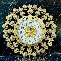 خرید آنلاین، ساعت دیواری برنزی طرح فوق زیبای گل رز برجسته ، صفحه سفید، پر کار به رنگ طلایی، با قیمت مناسب | هنرظریف