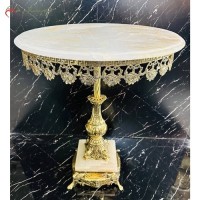 خرید آنلاین، میز خاطره برنزی طرح ستون با صفحه و پایه ساعتی سنگ مرمر اعلاء، پر نقش، زیر قیمت بازار | هنرظریف
