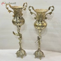 خرید آنلاین، کاپ پایه دار برنزی طرح فرشته بالدار و بانو با دسته های برگ ریز برجسته، ریز نقش، با قیمت عالی | هنرظریف