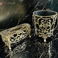 خرید آنلاین، سطل و جا دستمالی از جنس آلومینیوم، با طرح فوق العاده زیبای گل رز، ساده و شیک، با قیمت مناسب | هنرظریف