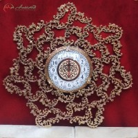خرید، قیمت و مشخصات ساعت دیواری مدل گل قمی بدنه تمام برنجی و طراحی شیک و ساده - چترزندگی