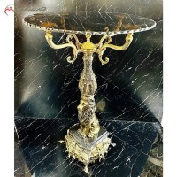 خرید آنلاین، میز خاطره برنزی در طرح تندیس شیر با صفحه شیشه ای، همراه با پایه سنگی، با قیمت مناسب | هنرظریف