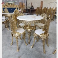 خرید آنلاین، میز ناهار خوری برنز ی 4 نفره مدل پسر بچه و صفحه سنگ سفید طراحی آنتیک، زیر قیمت بازار | هنرظریف