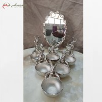 خرید آنلاین، 7 سین آلیاژ خرگوش شامل 6 عدد پیاله و 2 عدد جا شمعی و رحل قرآن و آینه ، بسیار شیک دور طلایی و نقره ای، زیر قیمت بازار | هنرظریف