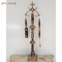 خرید آنلاین، پاشنه کش سلطنتی برنز و برس های چوبی، سه تکه، با پایه سنگی طرح زیبای گل یاس، پرکار، زیر قیمت بازار | هنرظریف