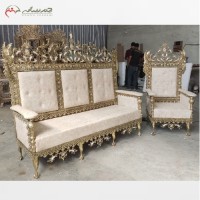 خرید آنلاین، مبل 7 نفره مدل سیمرغ تاج دار برنزی بسیار پر نقش و طراحی جدید، زیر قیمت بازار | هنرظریف