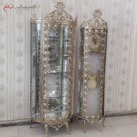 خرید آنلاین،سرویس برنزی بوفه 3 طبقه با ساعت ایستاده در طرح گل آفتابگردان، کار شده، زیر قیمت بازار | هنرظریف