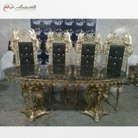 خرید آنلاین، میز ناهار خوری برنزی 4 نفره طرح طاووس سایز بزرگ سفارشی، شکیل و زیبا، با قیمت مناسب | هنرظریف