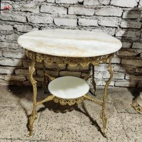 خرید آنلاین، میز تلفن برنزی 2 طبقه با صفحه سنگ مرمر، بدون تغییر رنگ دارای گارانتی، زیر قیمت بازار | هنرظریف