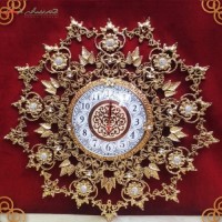 خرید آنلاین، ساعت دیواری برنجی مدل طاووسی و گلبرگ و طراحی آنتیک، بسیار شیک، زیر قیمت بازار | هنرظریف