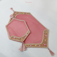 خرید و قیمت ست 3 تکه رومیزی دست دوز سنگ دوزی پارچه مخمل - هنرظریف